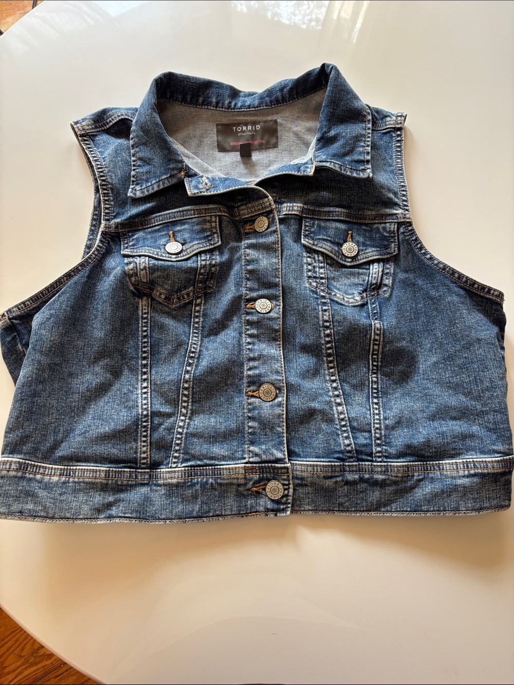 torrid Dark Blue Denim Vest with Button Front